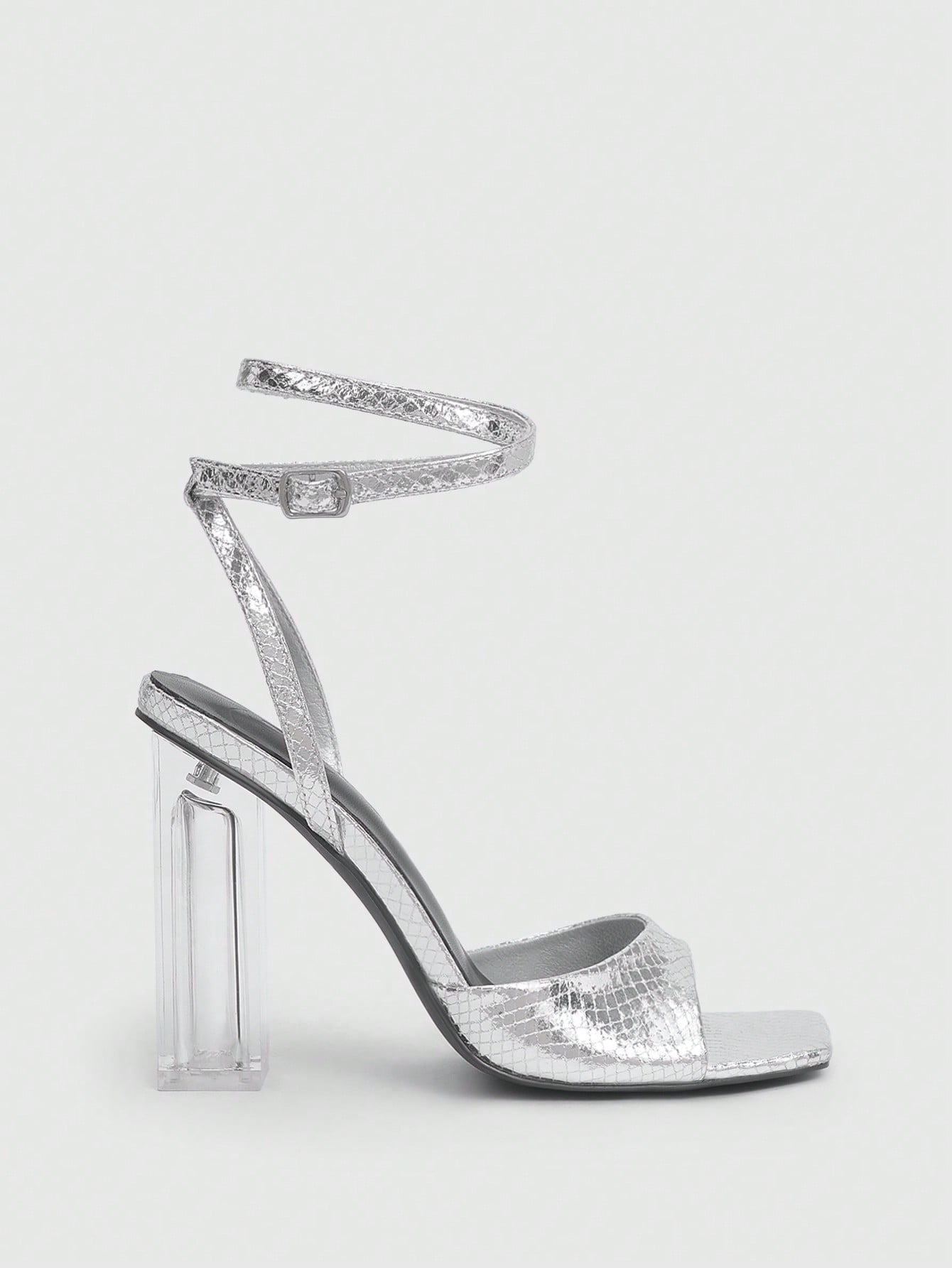 Fashionable Clear Heel & Silver High-Heel Sandals for Spring and Summer