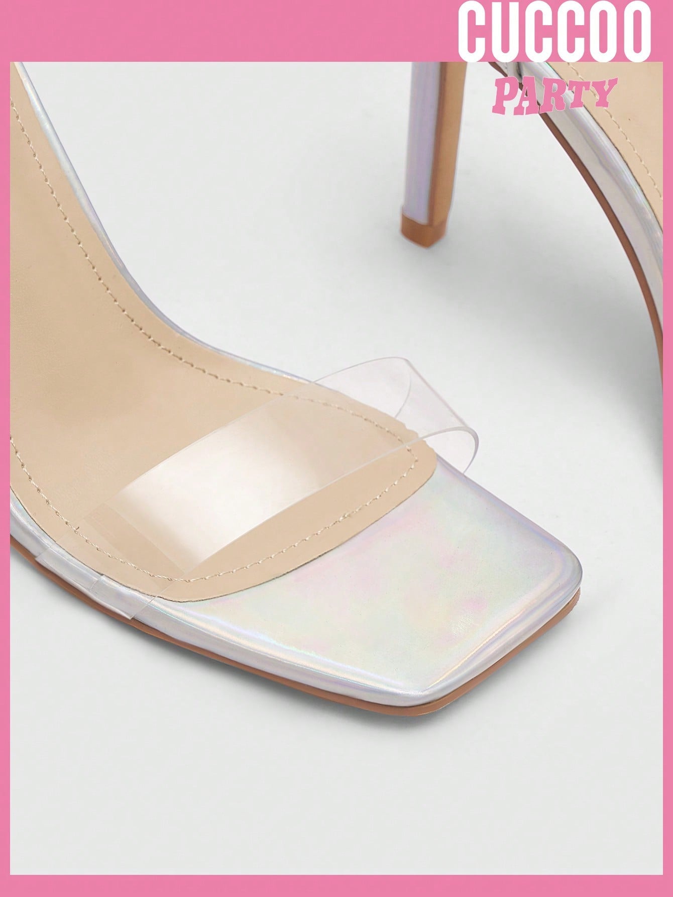 Fashionable high heel sandals for women - iridescent ribbon strappy style. Perfect for spring and summer.