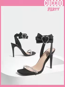 Fashionable High Heel Sandals with Sweet Bowknot for Spring and Summer Prom Shoes