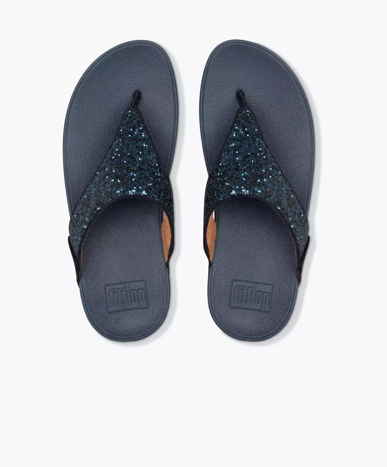 Fashionable Navy Glitter Toe Post Sandals - FitFlop Lulu