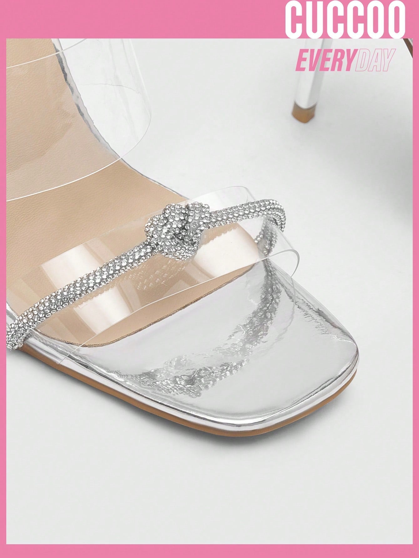 Fashionable Square Toe Rhinestone Sandals for Work and Commute, Thin Heel for Spring and Summer.