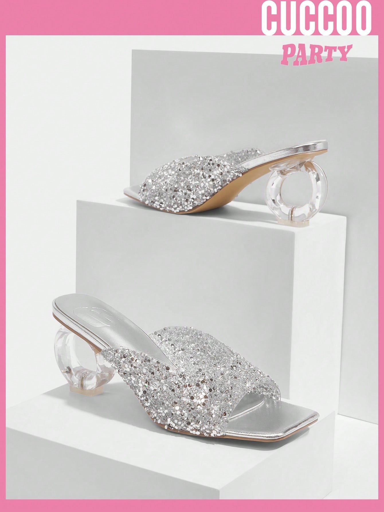 Fashionable Stiletto Heels Sandals for Women with Square Toe and Crystal Studs, Open Toe for Spring/Summer