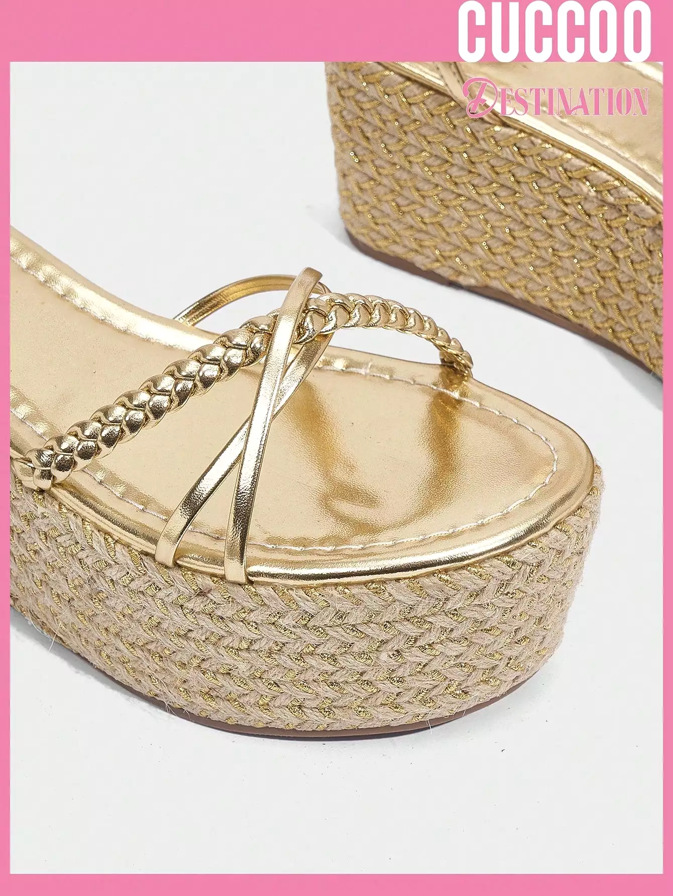 Fashionable woven wedge sandals with peep toe, waterproof platform, and thick sole for spring and summer - Women's shoes