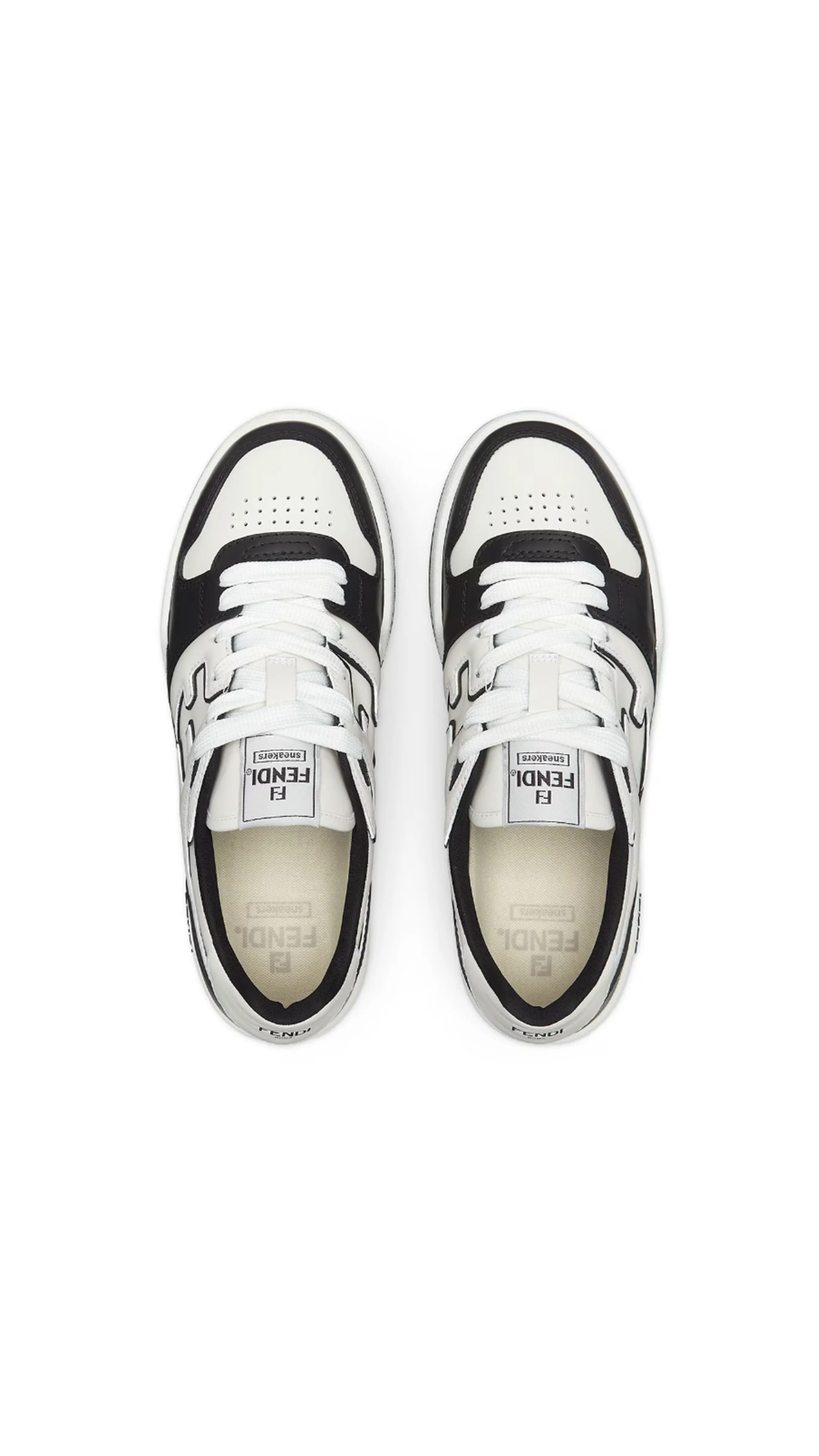 Fendi Match Leather Sneakers - White/Black