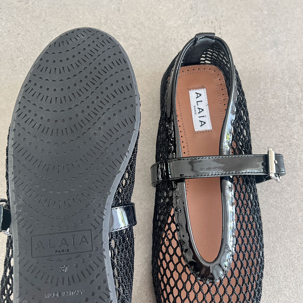 Fishnet Ballet Flats, Black -  Google SEO Friendly Result: Black Fishnet Ballet Flats