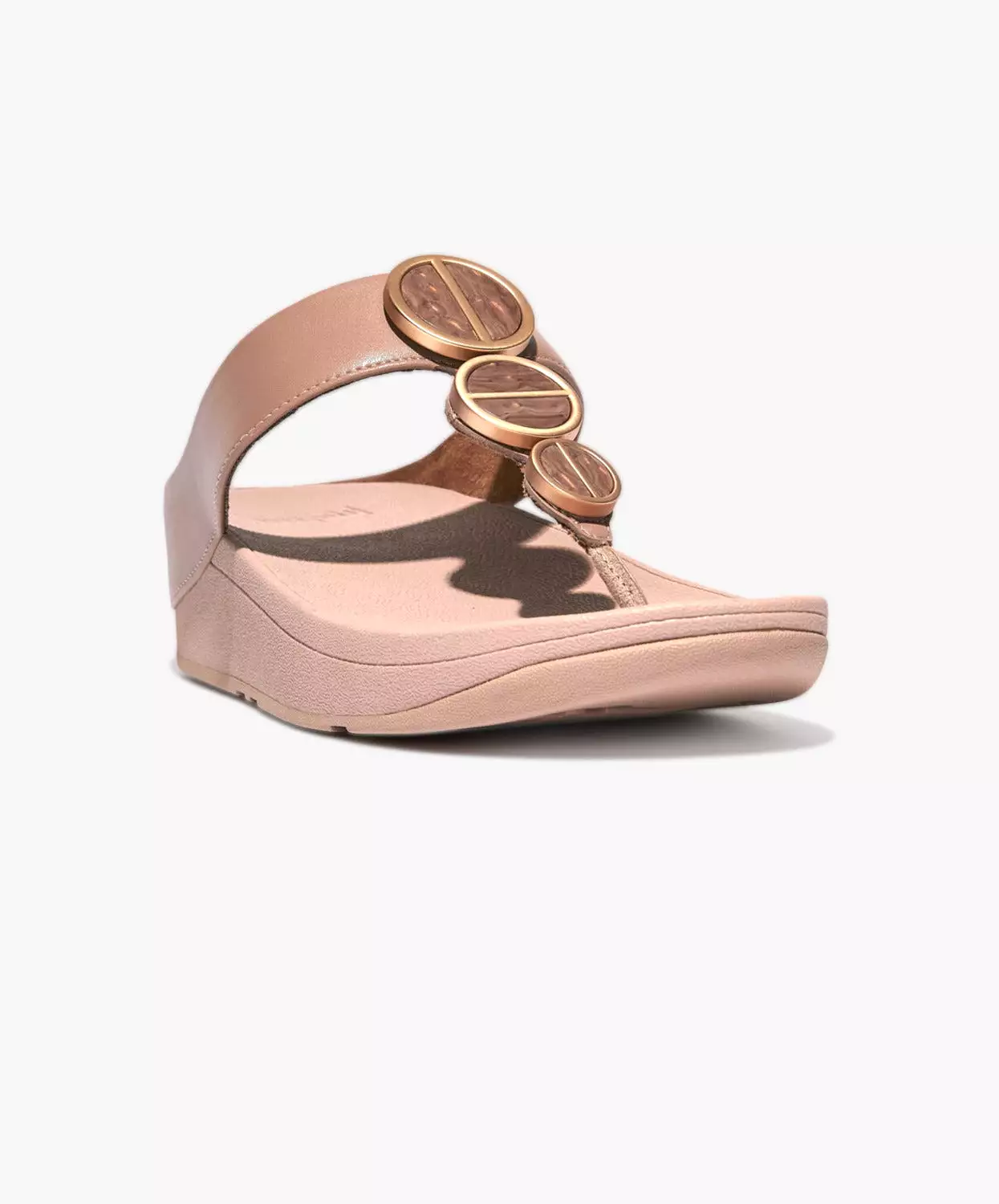 FitFlop Beige Sandals with Metallic Trim