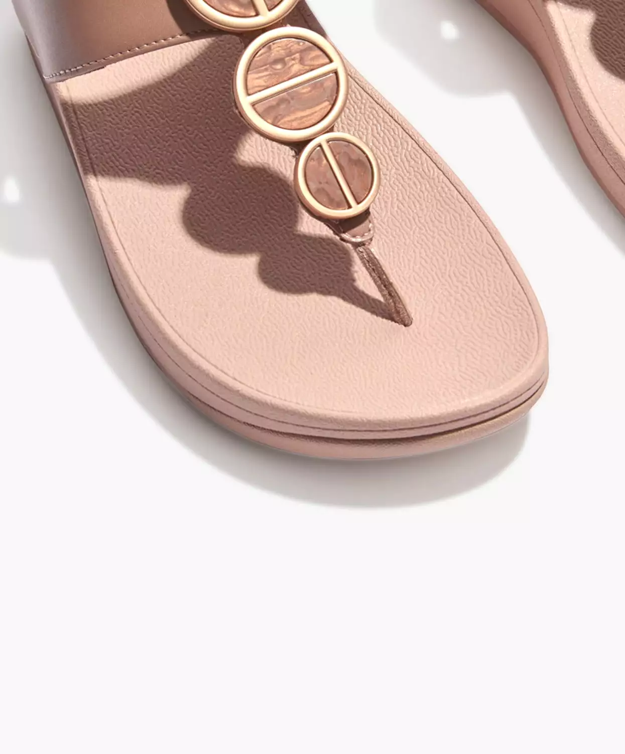 FitFlop Beige Sandals with Metallic Trim