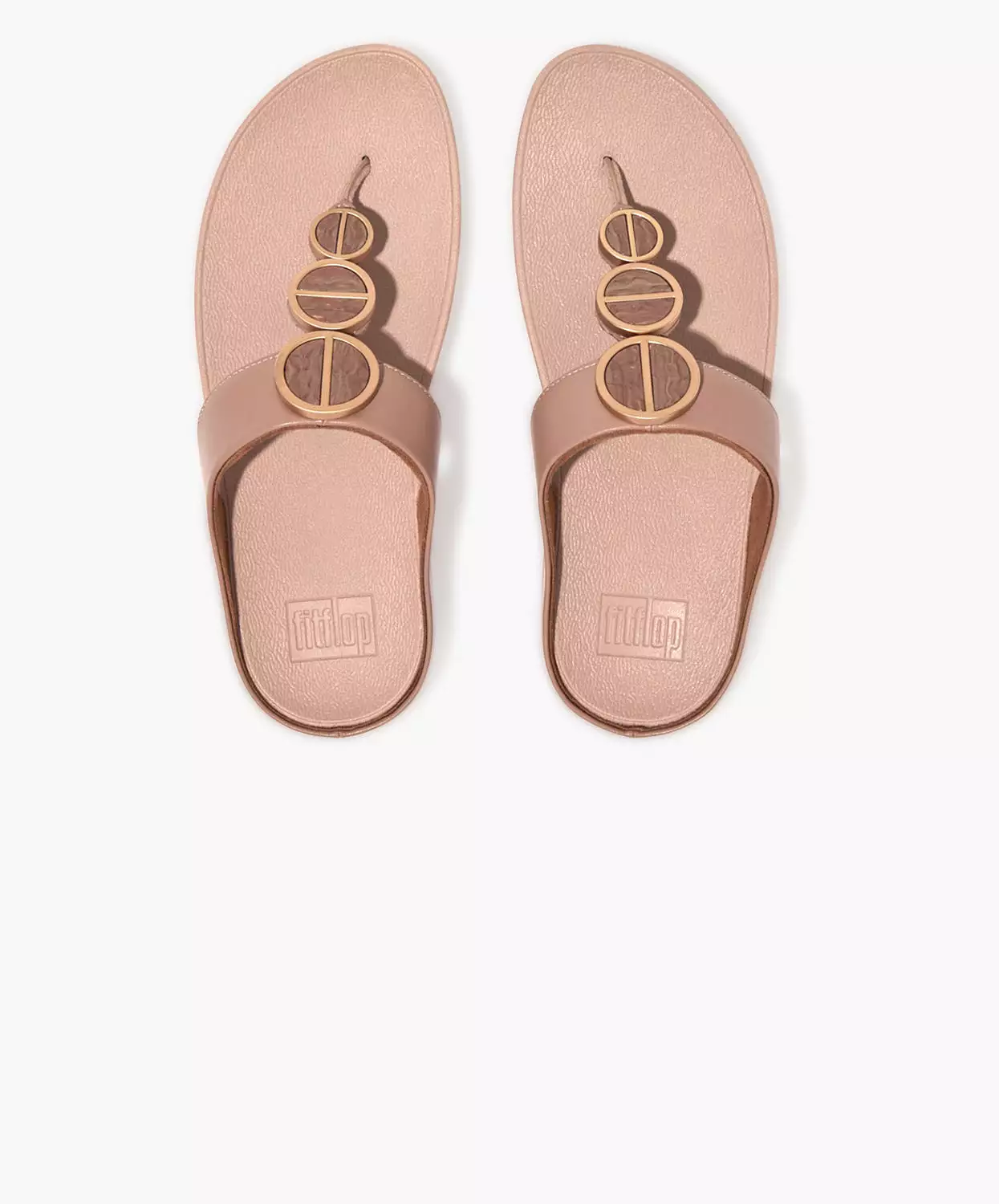 FitFlop Beige Sandals with Metallic Trim