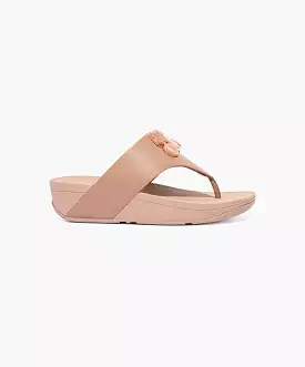 FitFlop Beige Sandals with Stone Clusters and Leather Toe Post.