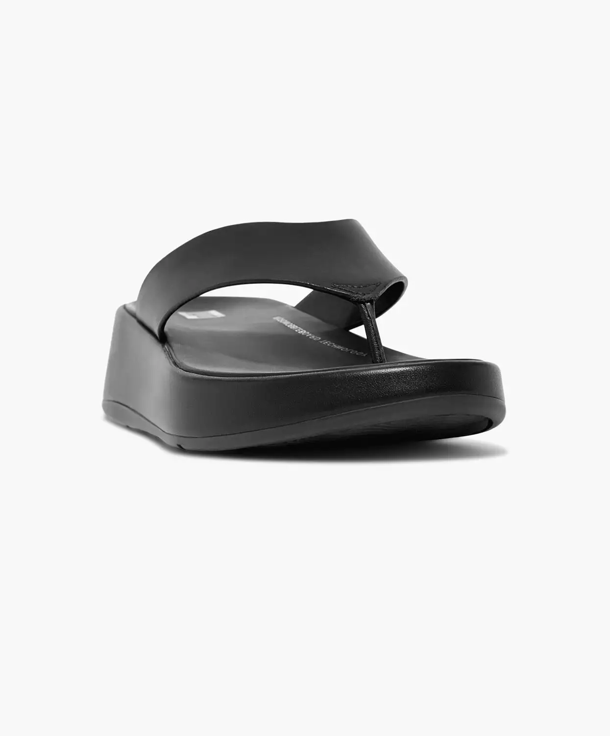 FitFlop black leather flatform toe post sandals