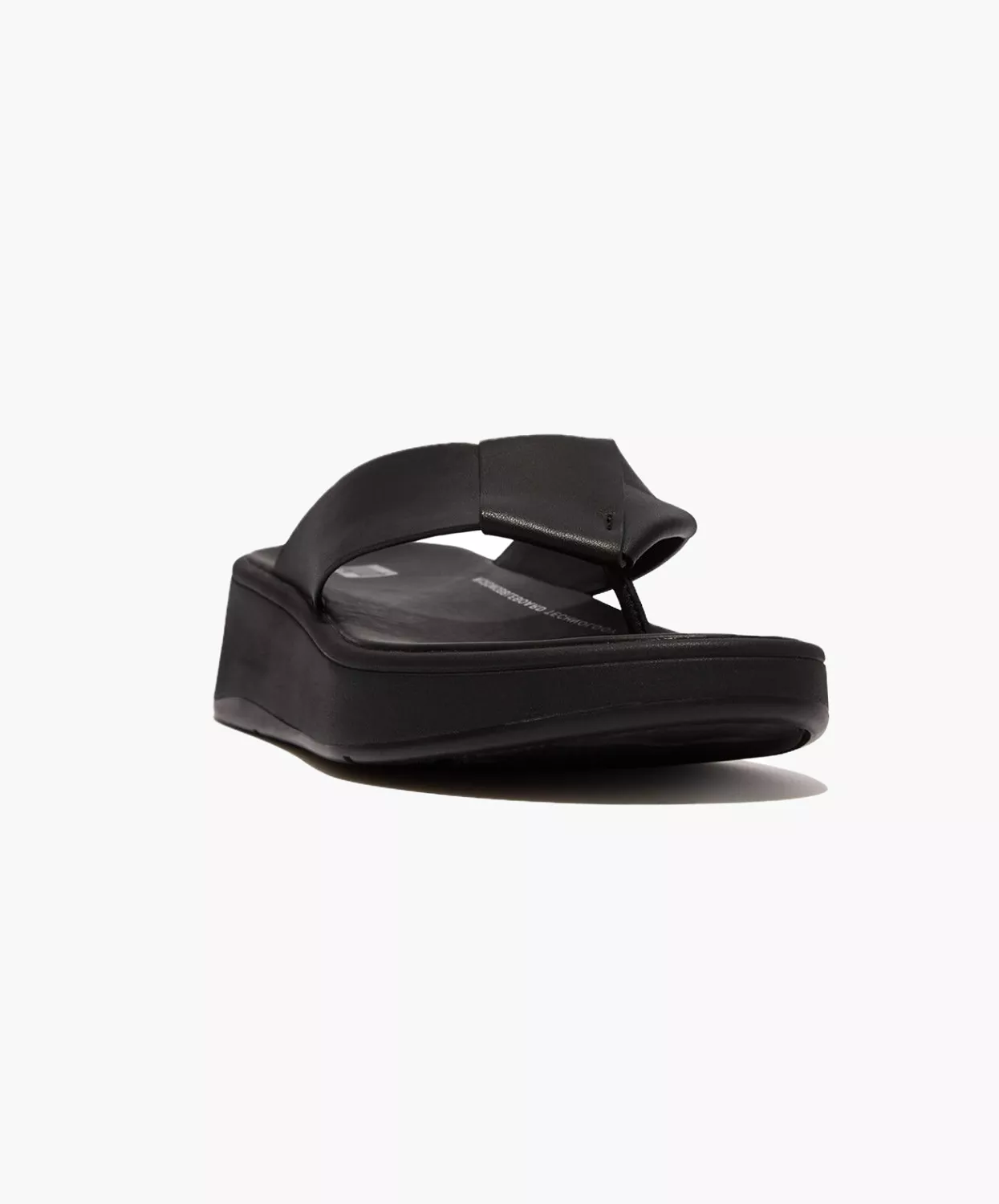 FitFlop Black Leather Folded Toe-Post Sandals