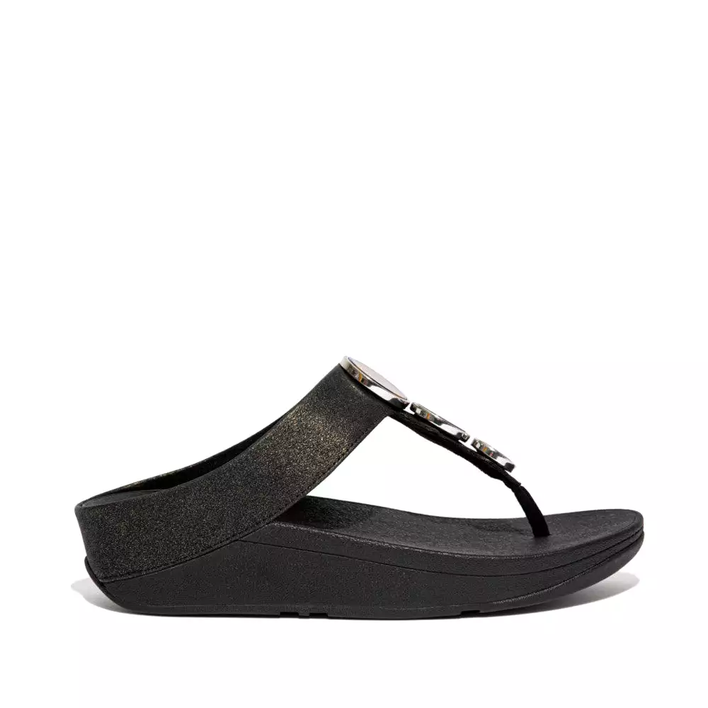 FitFlop Black Shimmer Toe Post Sandals