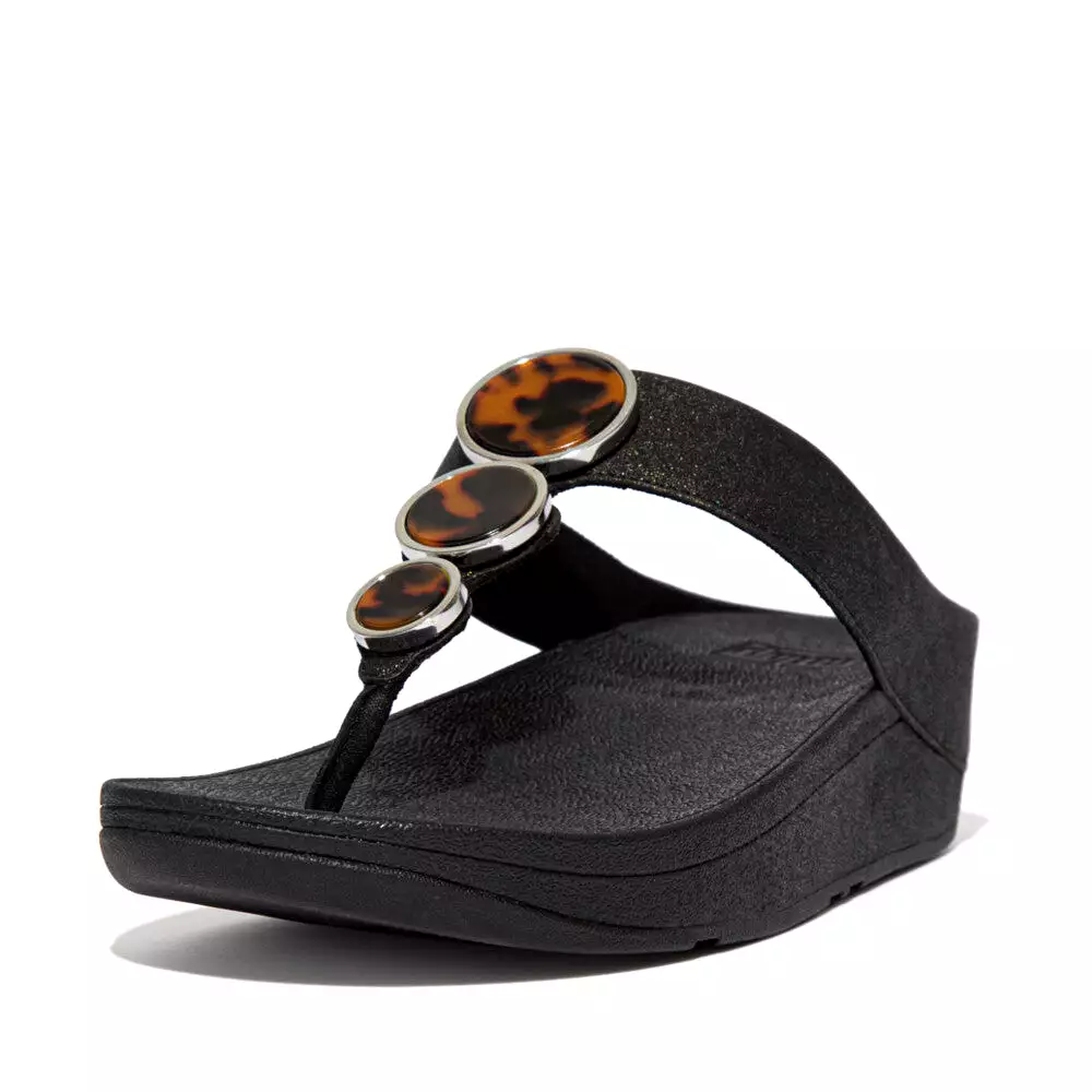 FitFlop Black Shimmer Toe Post Sandals