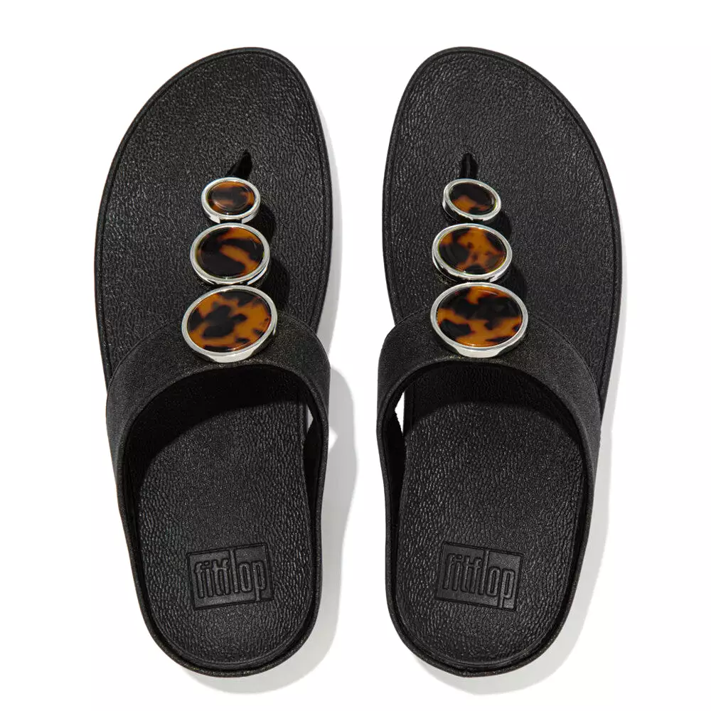 FitFlop Black Shimmer Toe Post Sandals