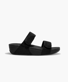 FitFlop Black Shimmerlux Slides - Lulu Adjustable