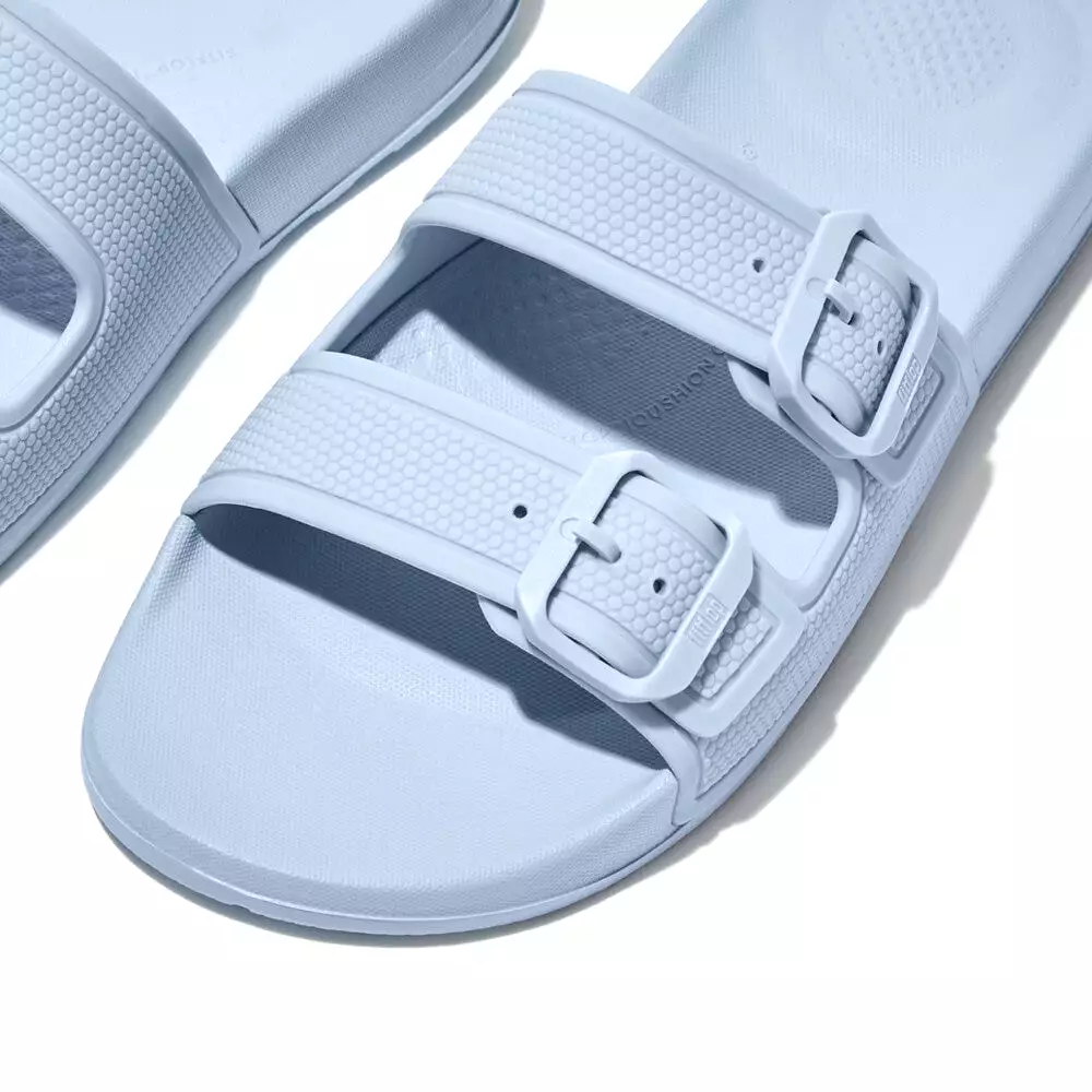 FitFlop Blue Slides with Two Bar Buckle