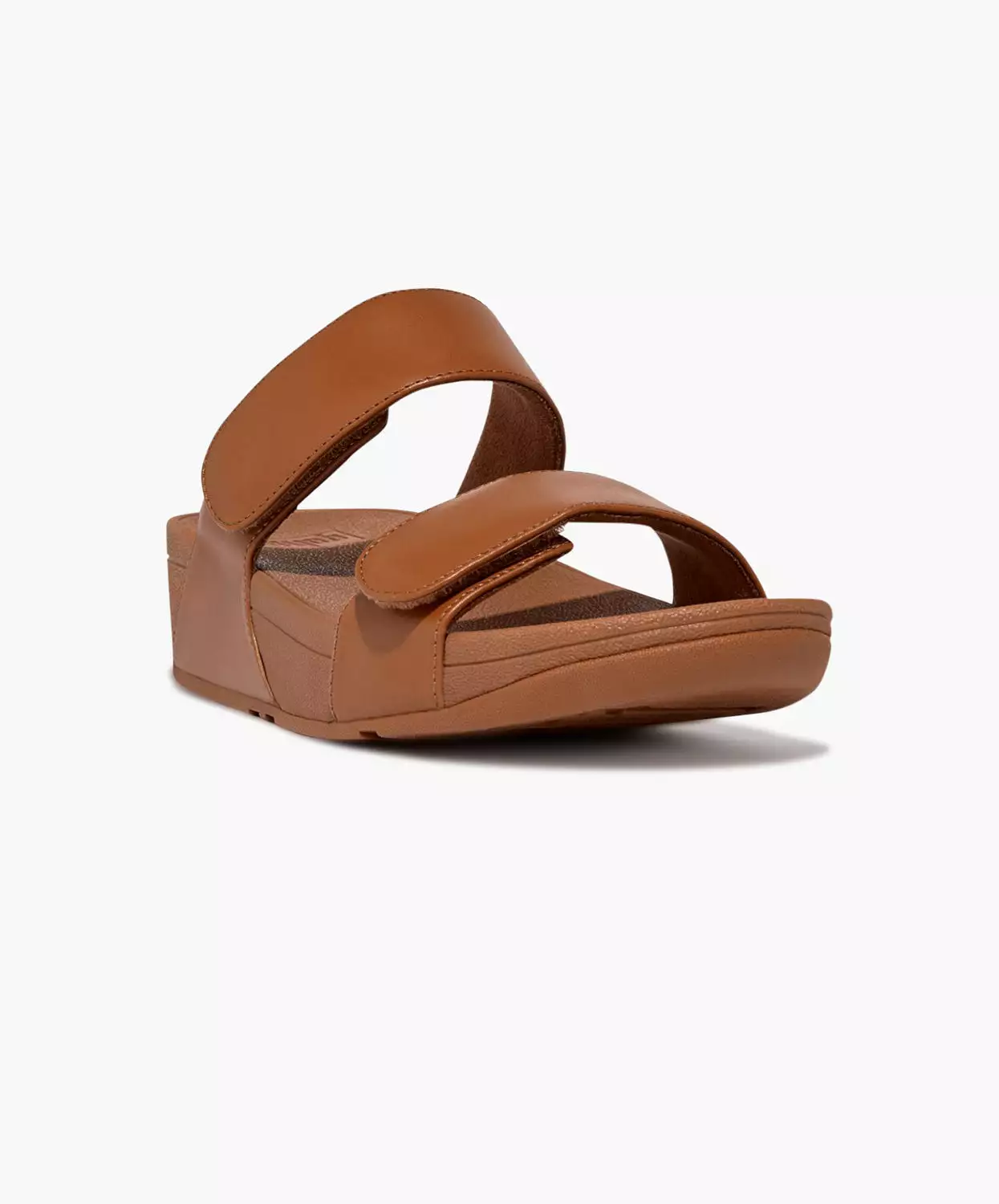 FitFlop Brown Leather Slides with Velcro - Adjustable Lulu