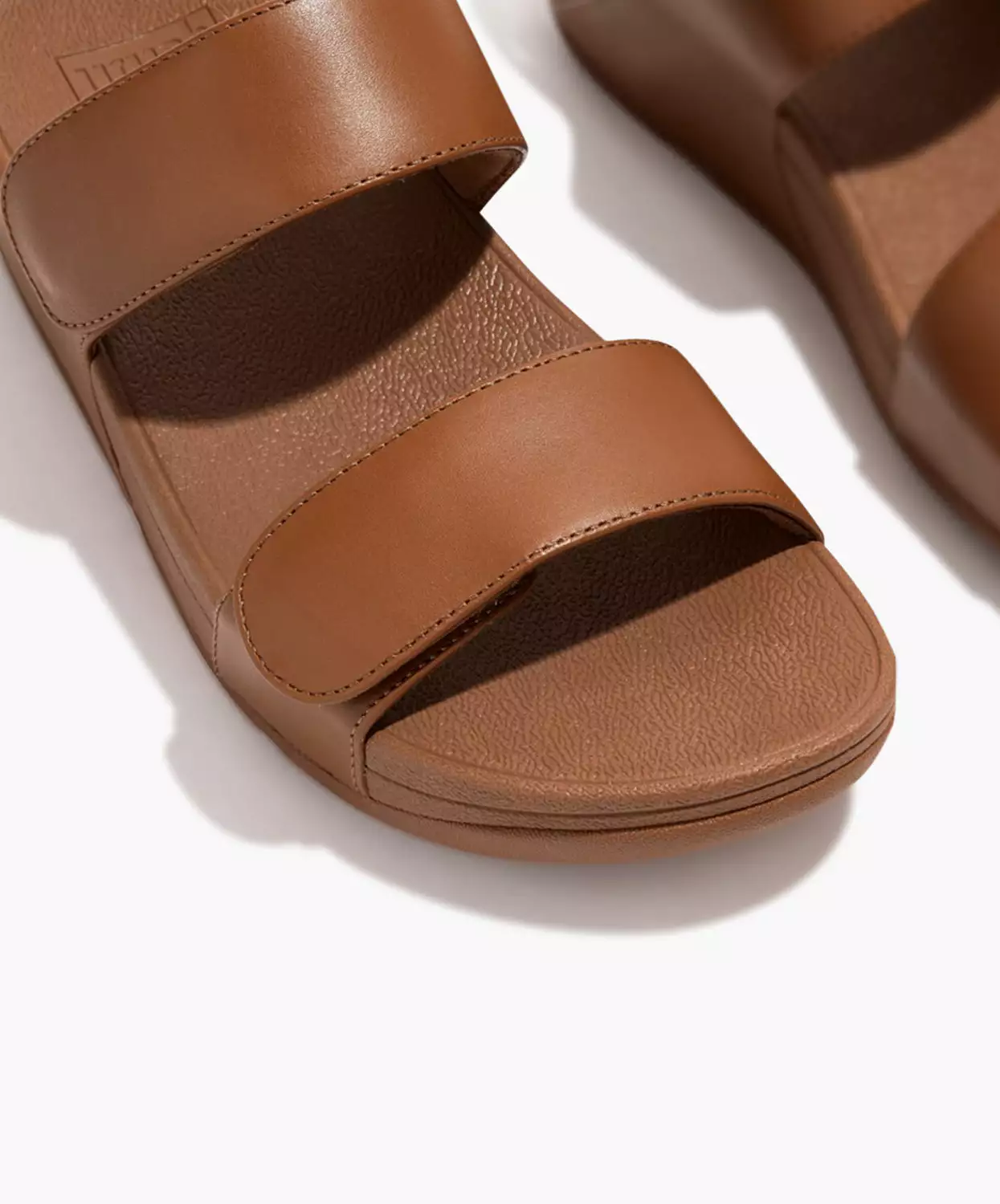 FitFlop Brown Leather Slides with Velcro - Adjustable Lulu