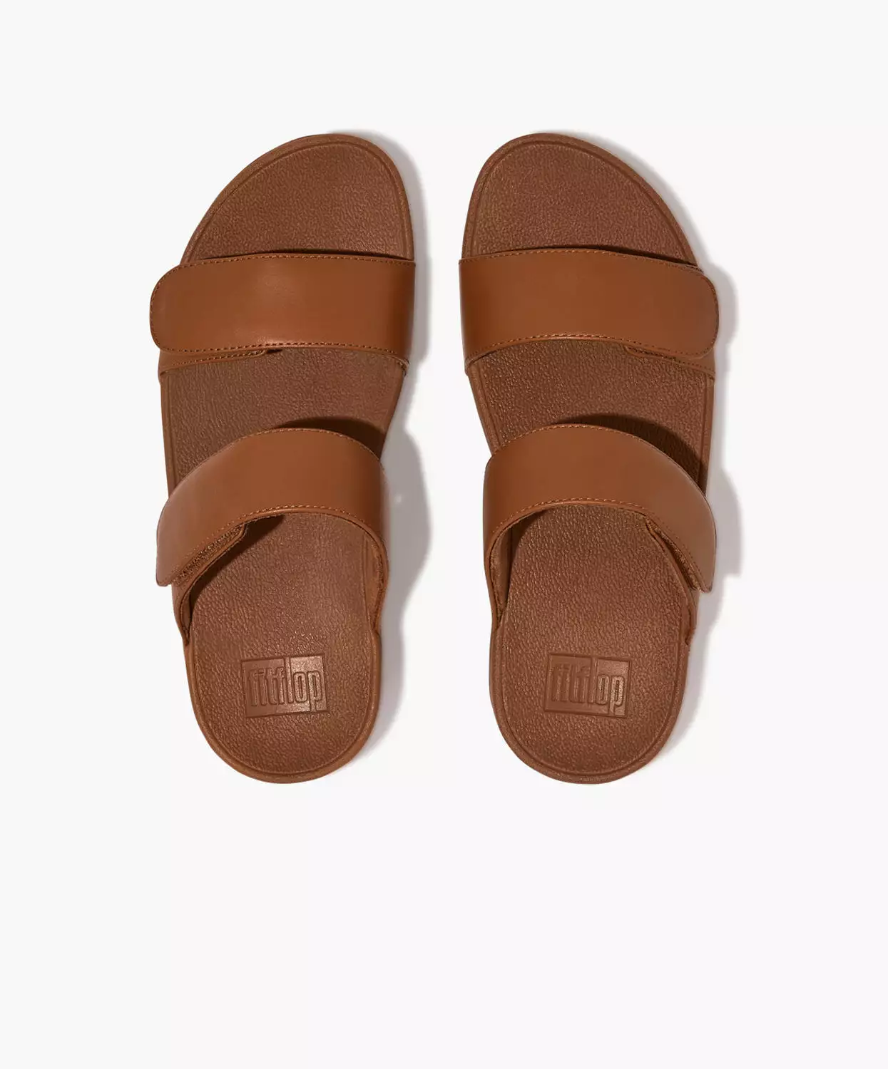 FitFlop Brown Leather Slides with Velcro - Adjustable Lulu