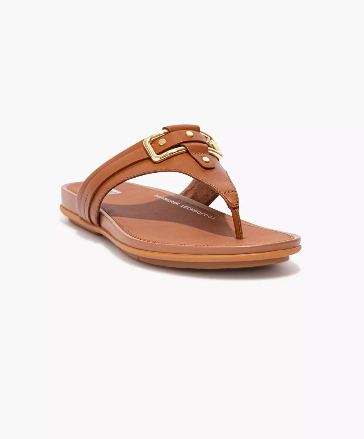 FitFlop Brown Stud-Buckle Leather Toe Post Sandals