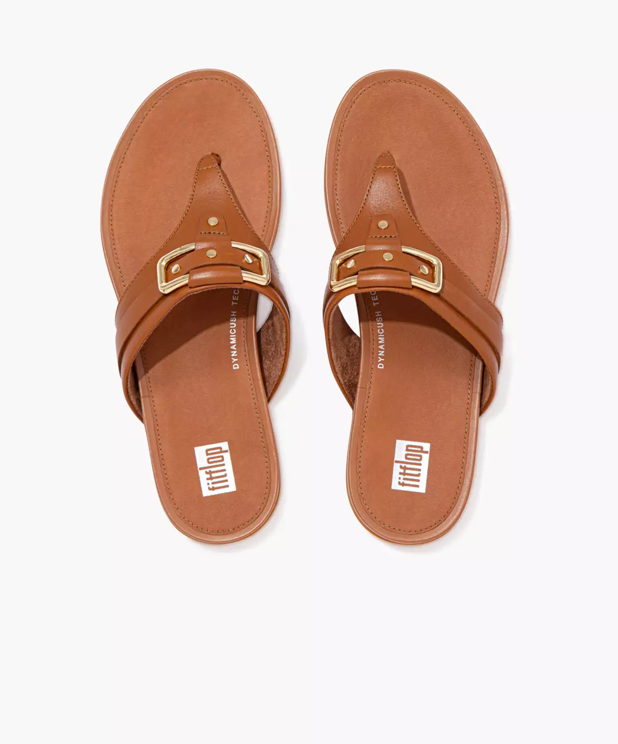 FitFlop Brown Stud-Buckle Leather Toe Post Sandals