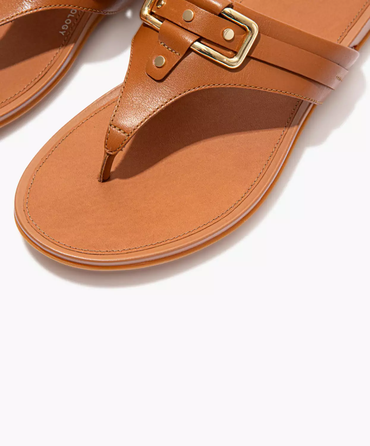 FitFlop Brown Stud-Buckle Leather Toe Post Sandals