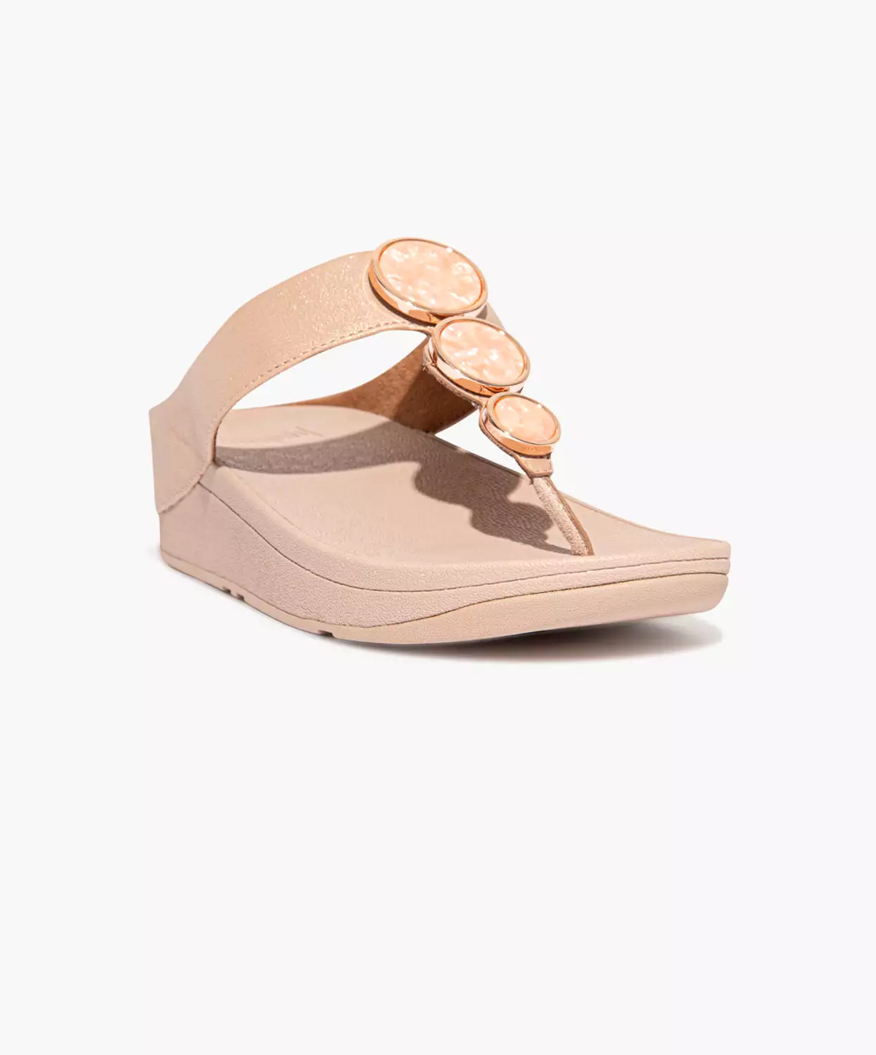 FitFlop Cream Shimmer Toe Post Sandals