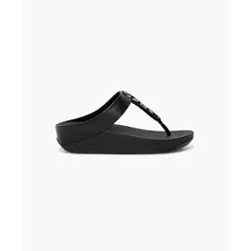 FitFlop Fino Sandals - All Black, Stone Trim, Toe Post