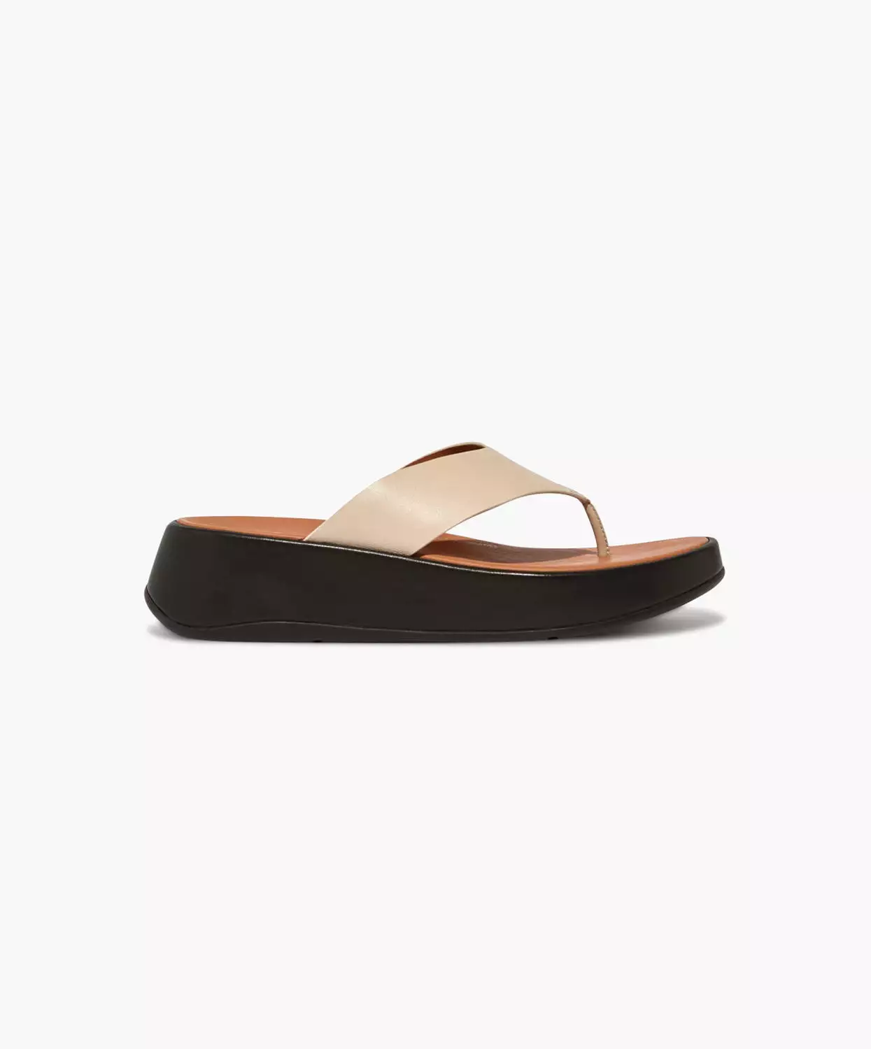 FitFlop Flatform Toe Post Sandals Stone Beige/Black