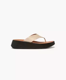 FitFlop Flatform Toe Post Sandals Stone Beige/Black