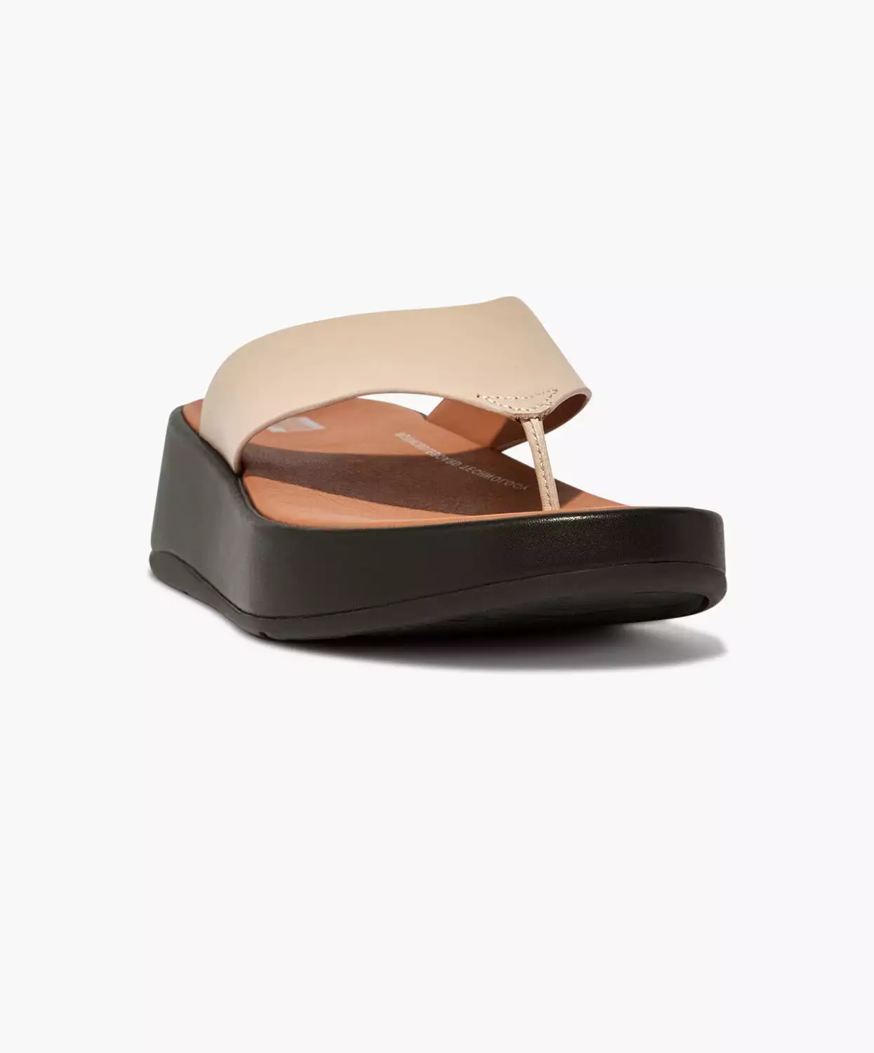 FitFlop Flatform Toe Post Sandals Stone Beige/Black