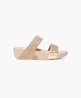 FitFlop Gold Glitter Slide Sandals.