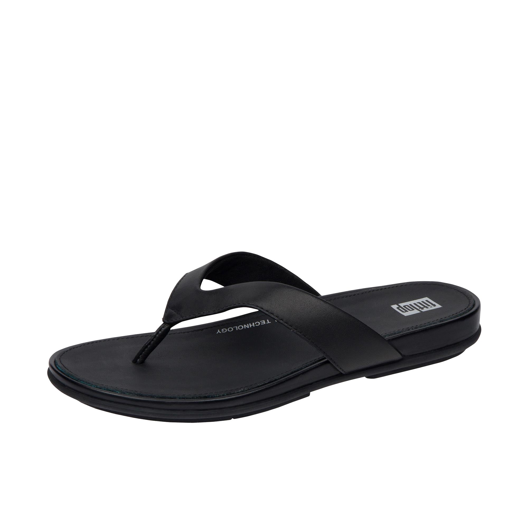 FitFlop Gracie Leather Flip-Flops Black for Women