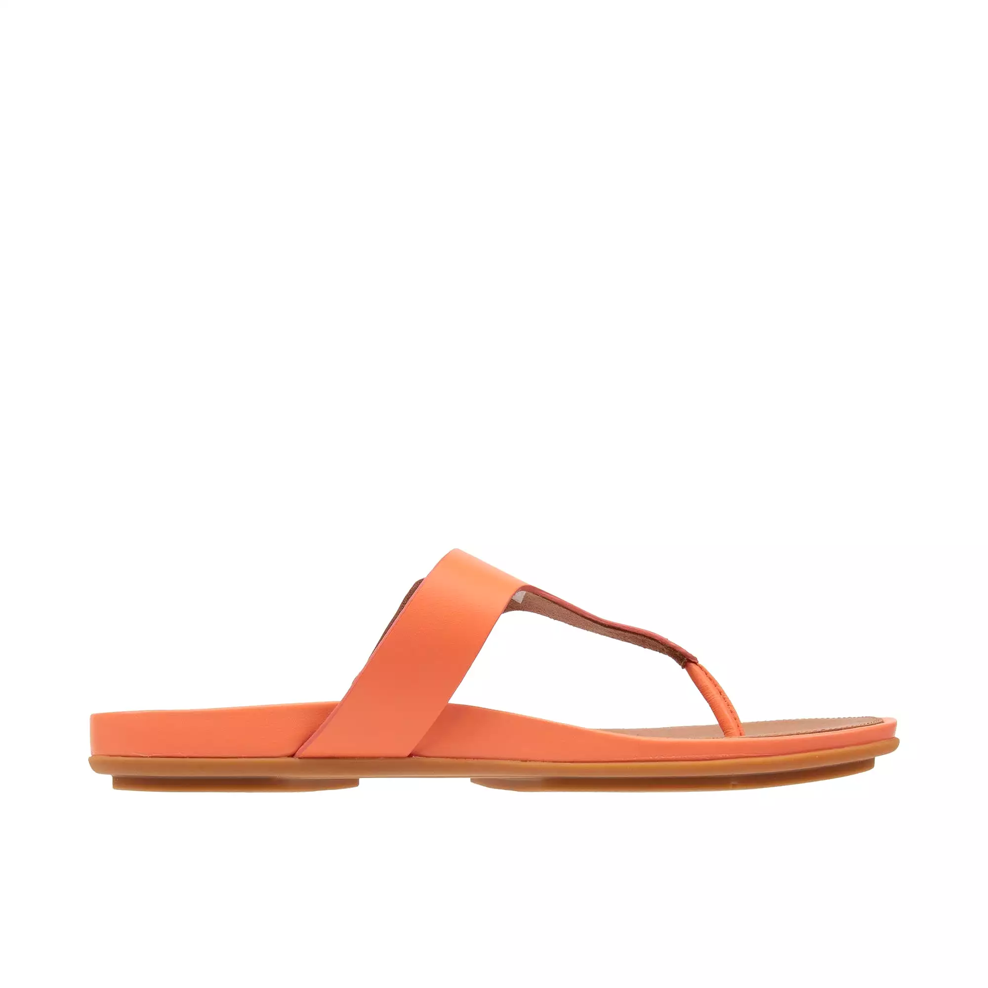 FitFlop Gracie Rubber-Buckle Leather Toe Post Sandals - Sunshine Coral | Click here to buy now!