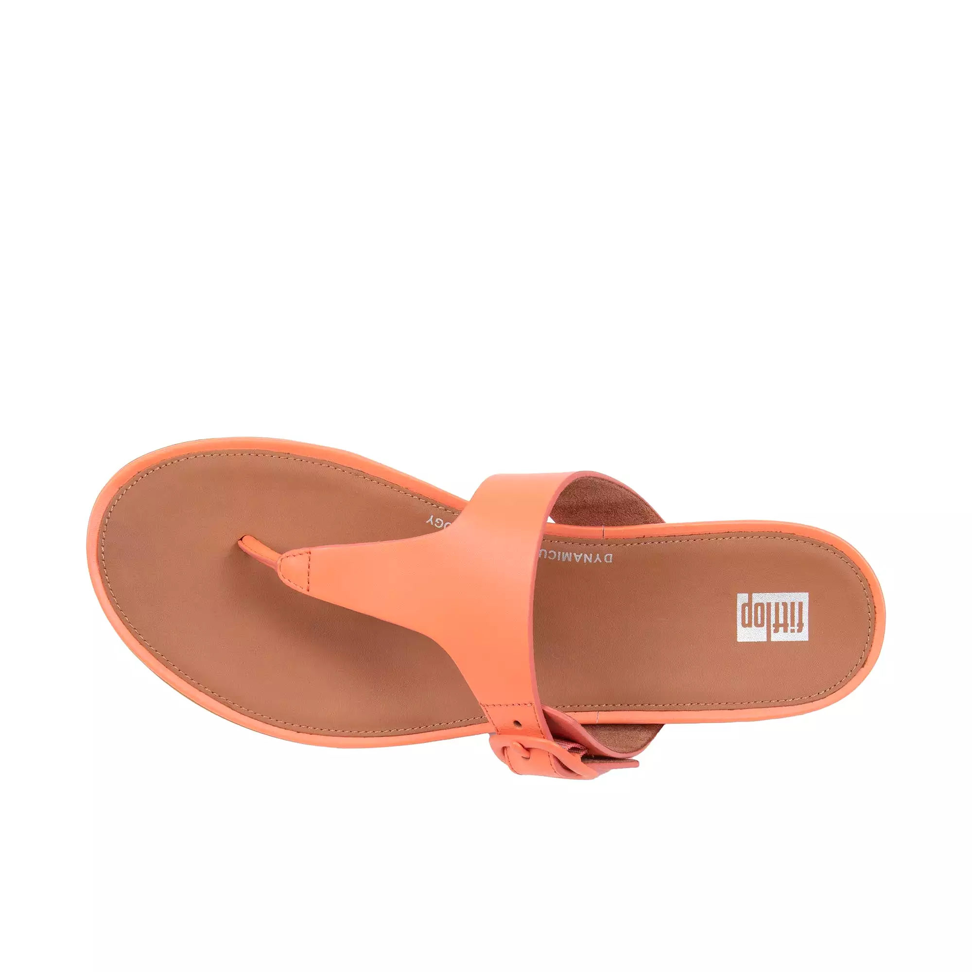 FitFlop Gracie Rubber-Buckle Leather Toe Post Sandals - Sunshine Coral | Click here to buy now!