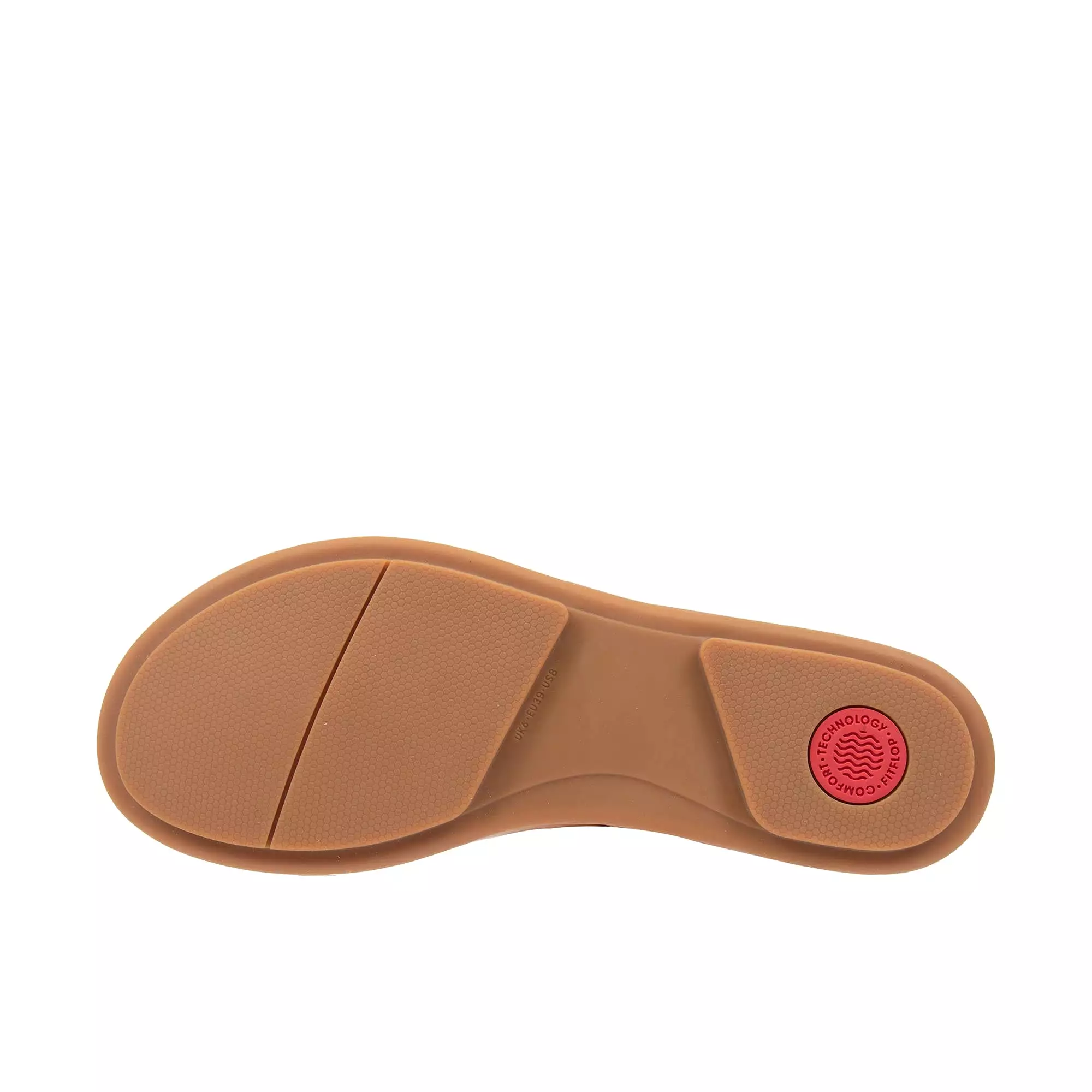 FitFlop Gracie women's rubber-buckle leather toe post sandals in light tan.