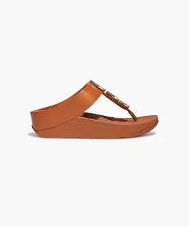 FitFlop Halo Brown Sandals Metallic Trim Toe Post