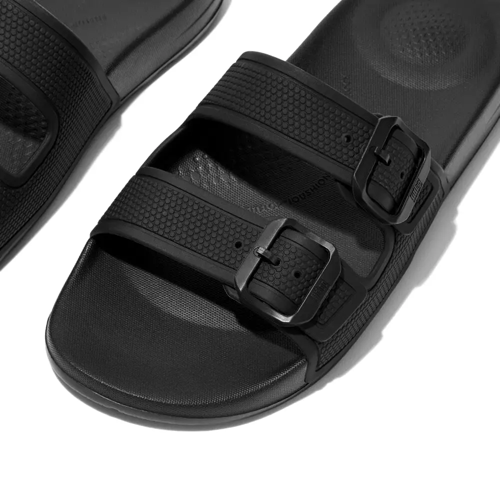 FitFlop iQushion Buckle Slides All Black