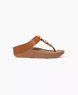 FitFlop Leather Brown Toe Post Sandals