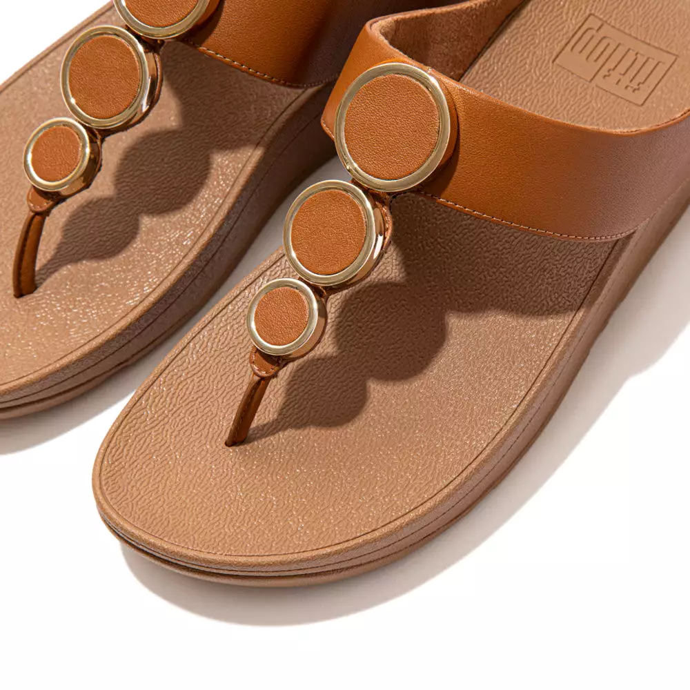 FitFlop Leather Brown Toe Post Sandals