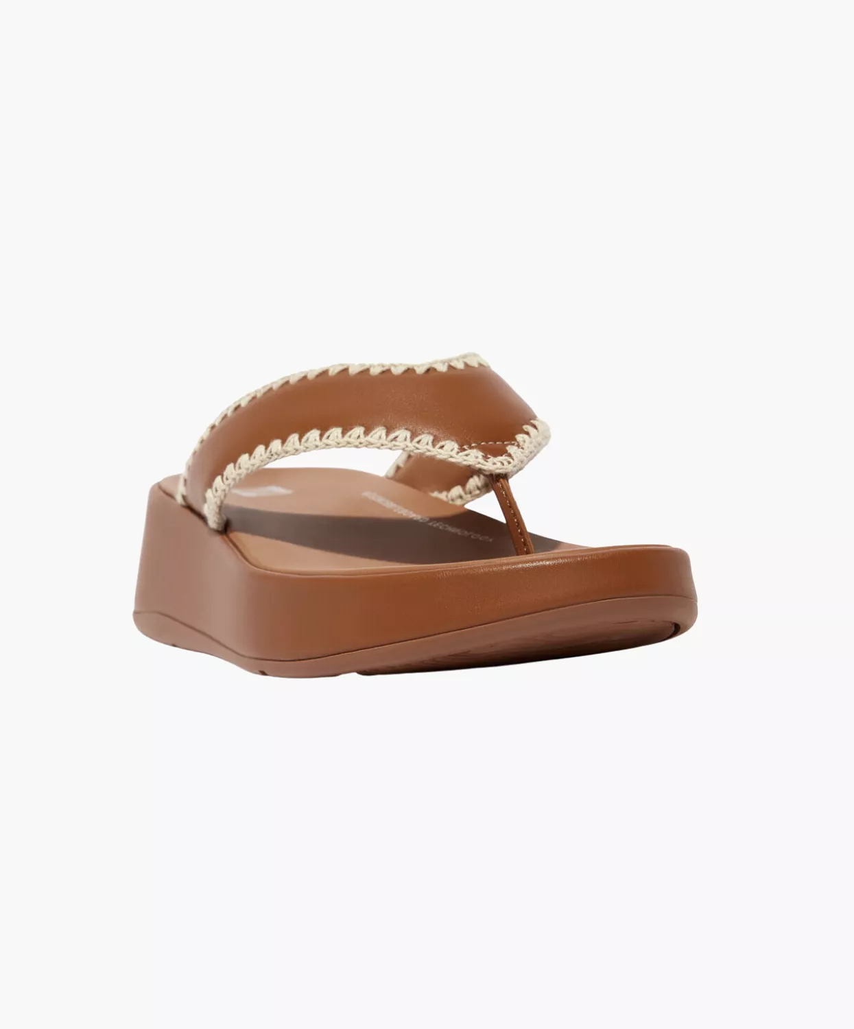 FitFlop leather flatform toe-thongs in tan.