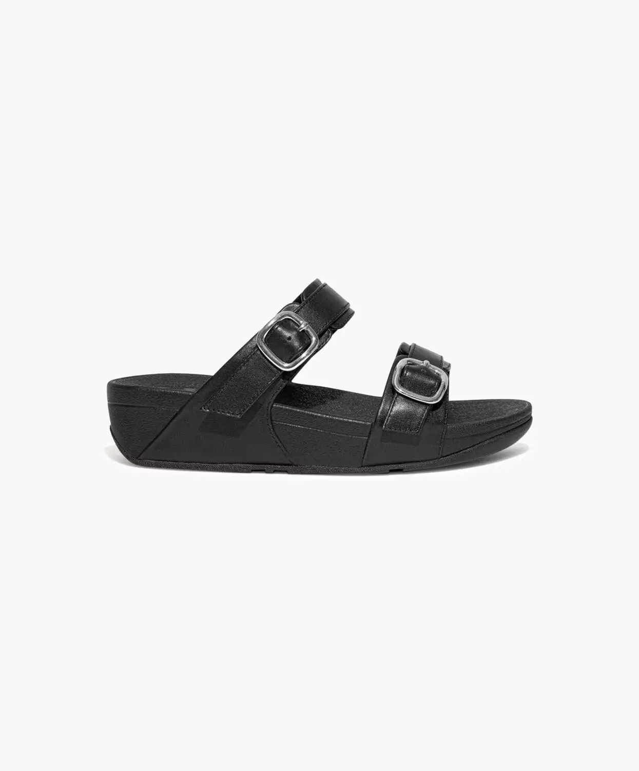 FitFlop Lulu Black Adjustable Leather Slides