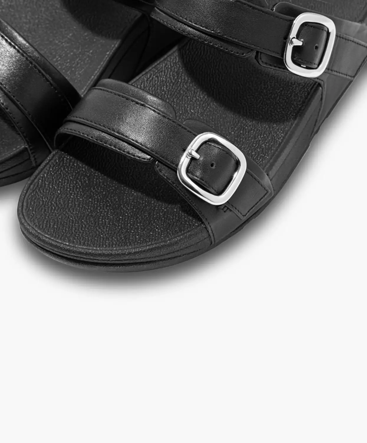 FitFlop Lulu Black Adjustable Leather Slides