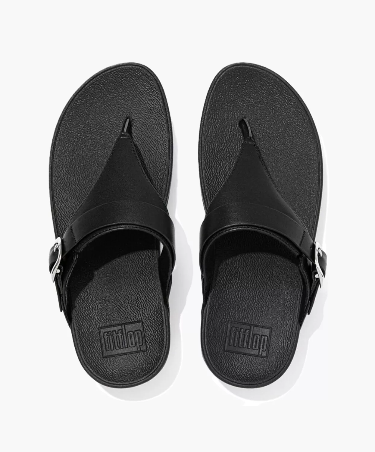 Fitflop Lulu Black Leather Toe Post Sandals - Adjustable and Comfortable