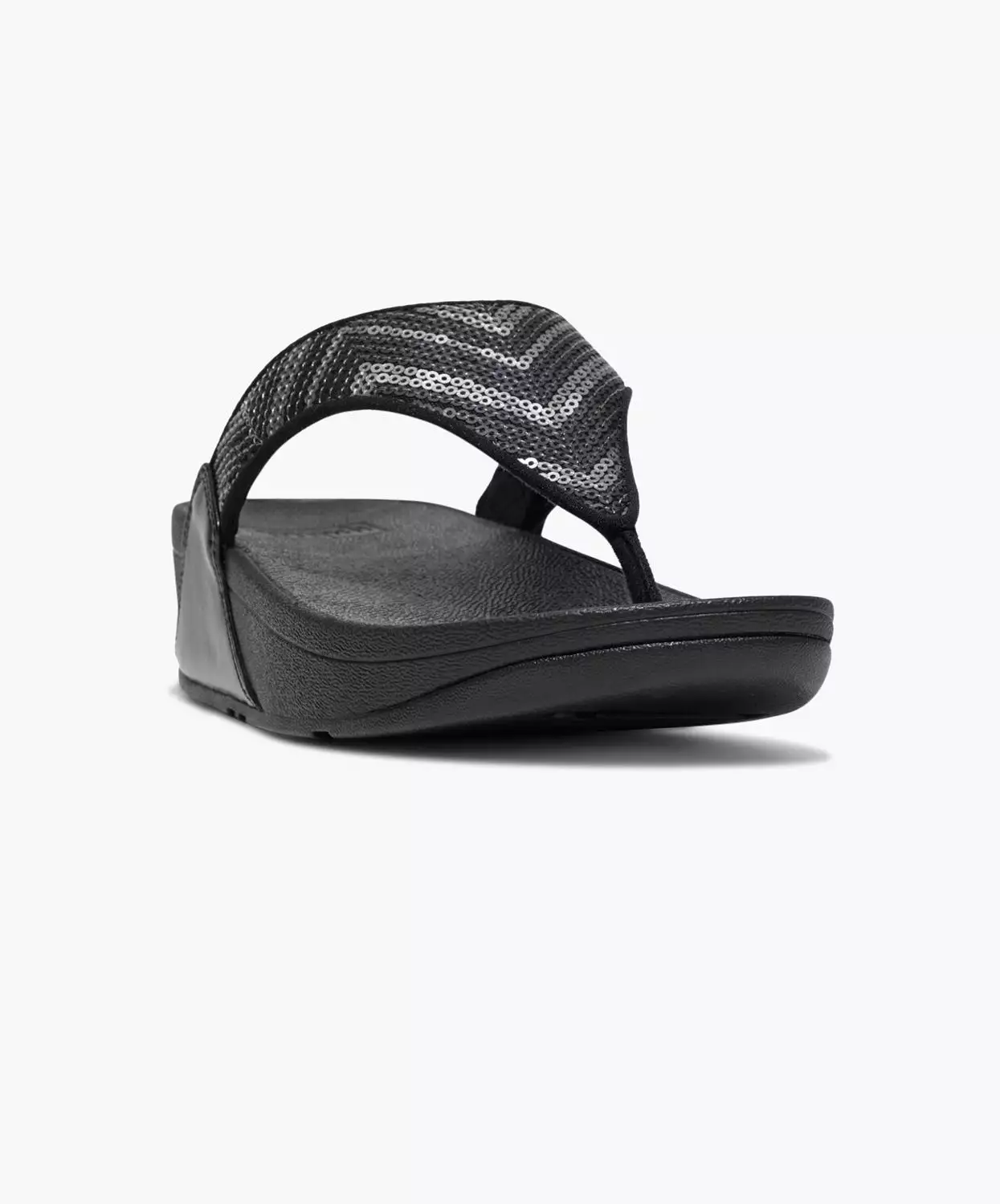 FitFlop Lulu Black Sequin ZigZag Toe-post Sandal