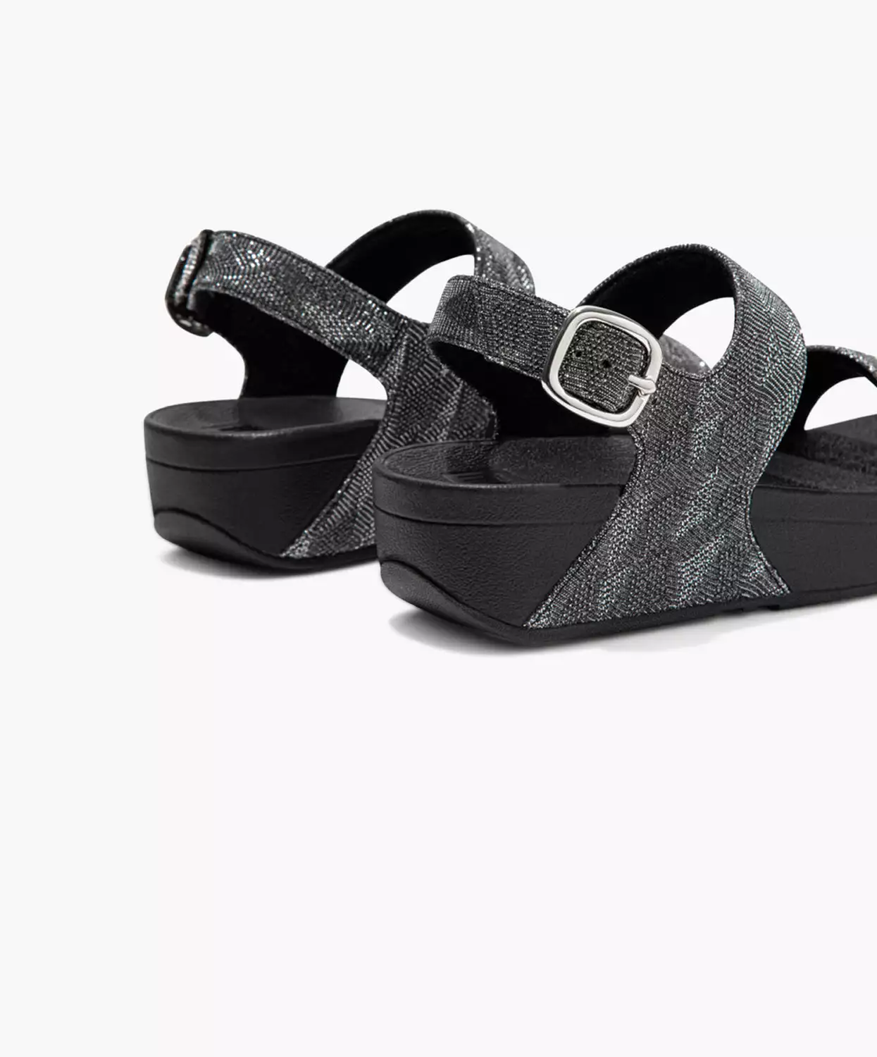 FitFlop Lulu Glitz Black Back-Strap Sandals.