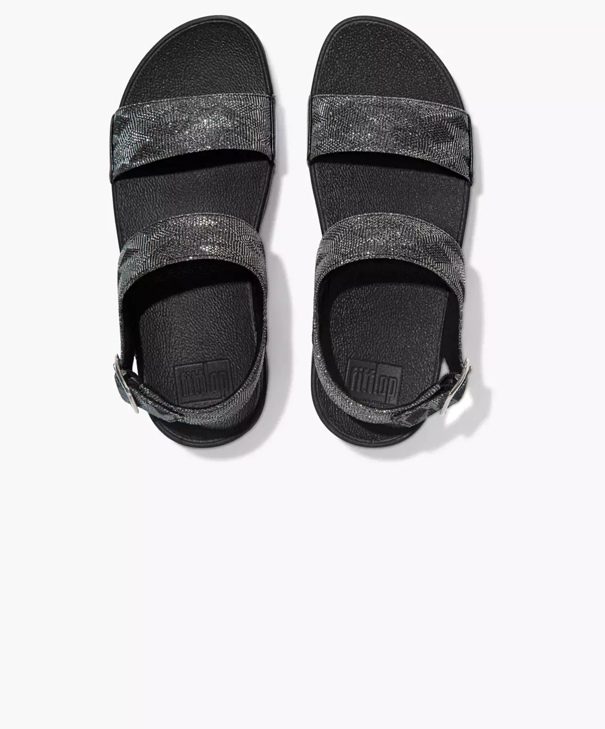 FitFlop Lulu Glitz Black Back-Strap Sandals.