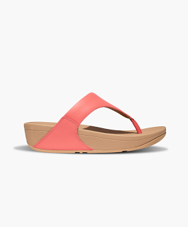 Fitflop Lulu Leather Toe Post in Rosy Coral