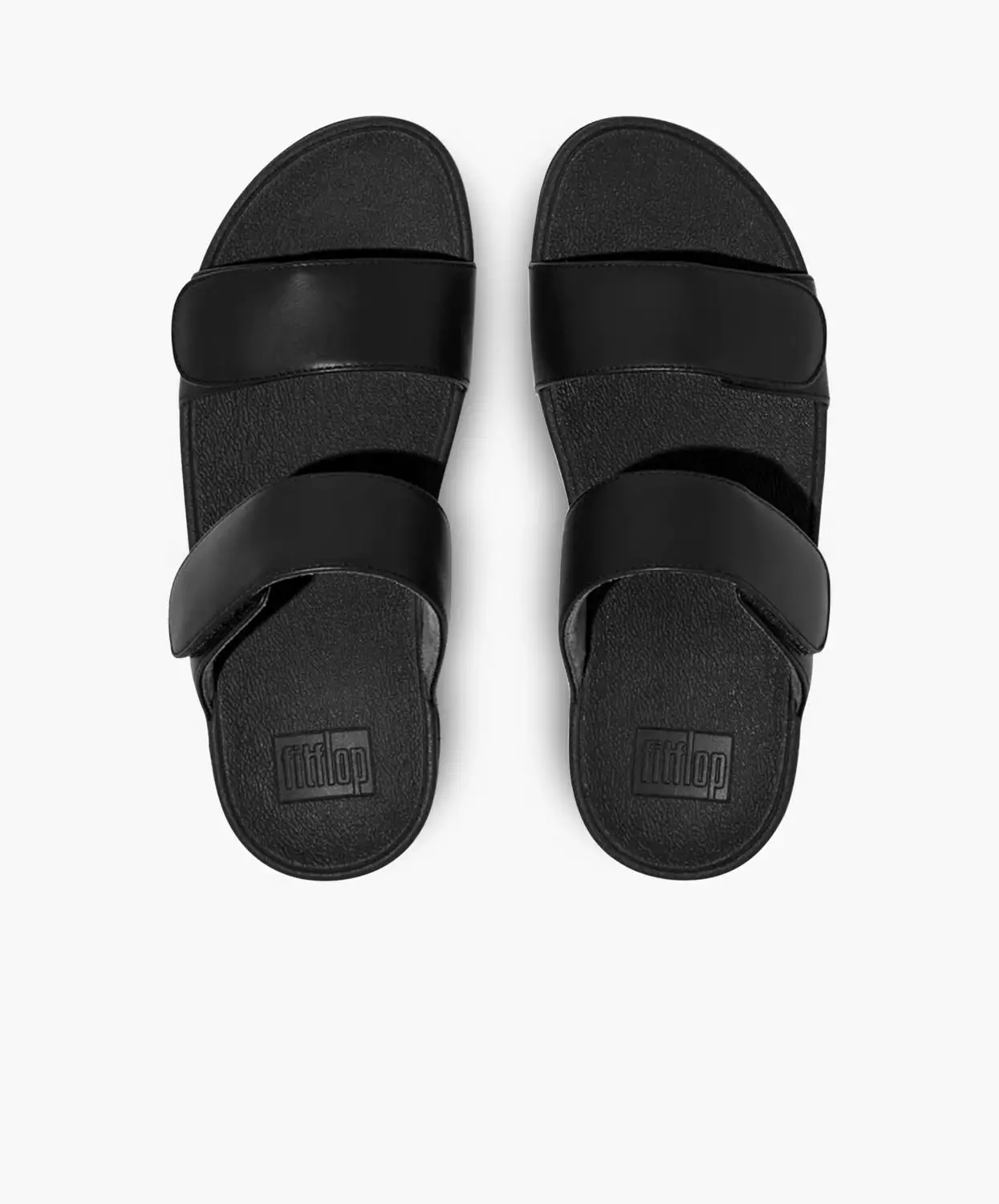 FitFlop Lulu Leather Velcro Adjustable Slides - Black