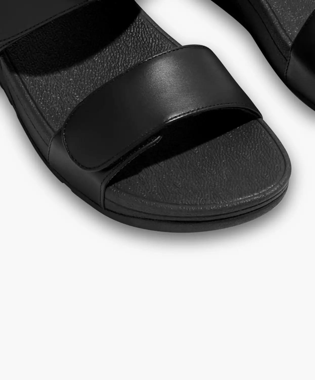 FitFlop Lulu Leather Velcro Adjustable Slides - Black